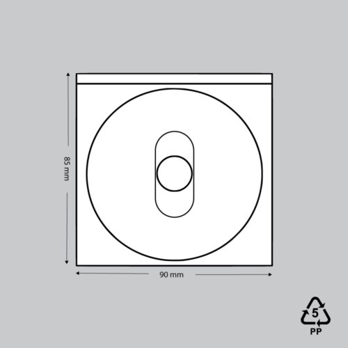 Zelfklevend CD hoesje met stans voor mini CD, 85 x 90 mm