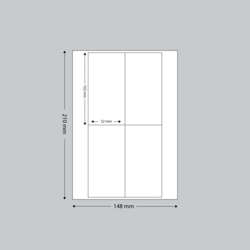 Kaartjes 52 x 102 mm 4 op A5 vel