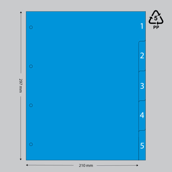Tabbladen A4 blauw 1-5