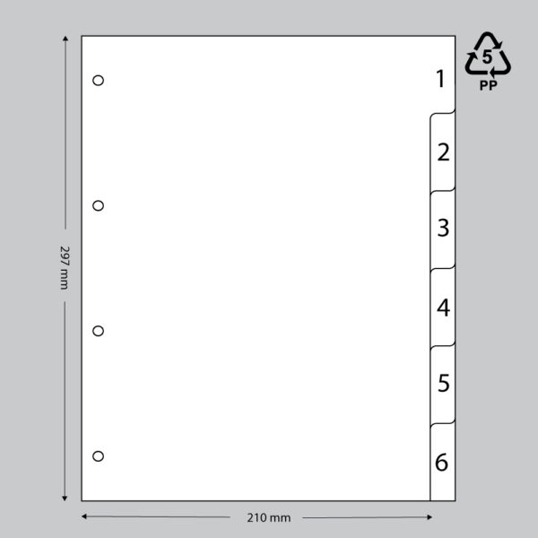 Tabbladen A4 wit 1-6